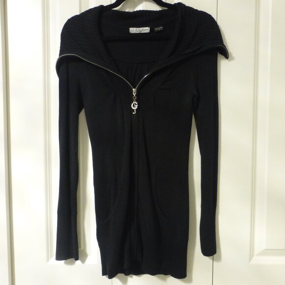 GUESS black long zip up sweater - Picture 1 of 10
